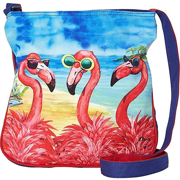 Paul Brent Sun 'n' Sand Flamingo Friends with Sunglasses Crossbody Bag PB9132 - Picture 1 of 3
